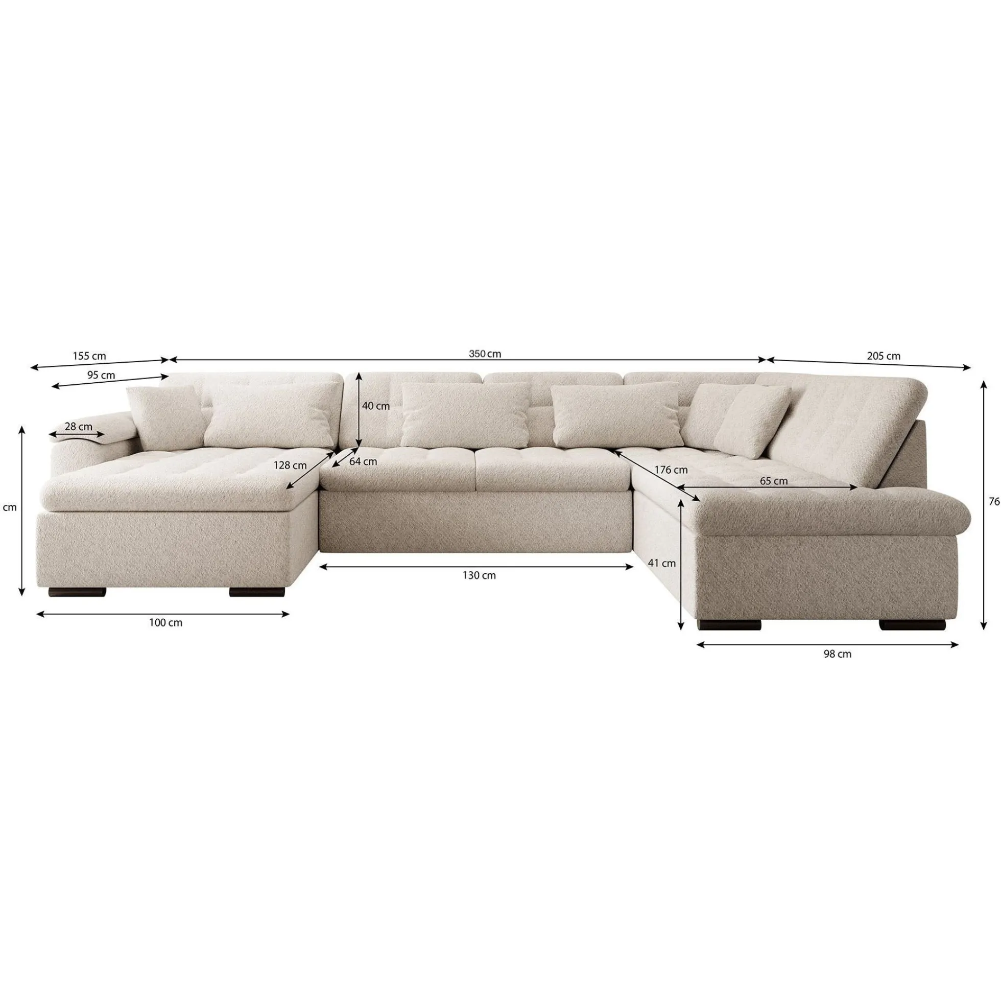 Nicoreta - Hoekbank 5-zits met chaise longue - Ribstof bruin - Links
