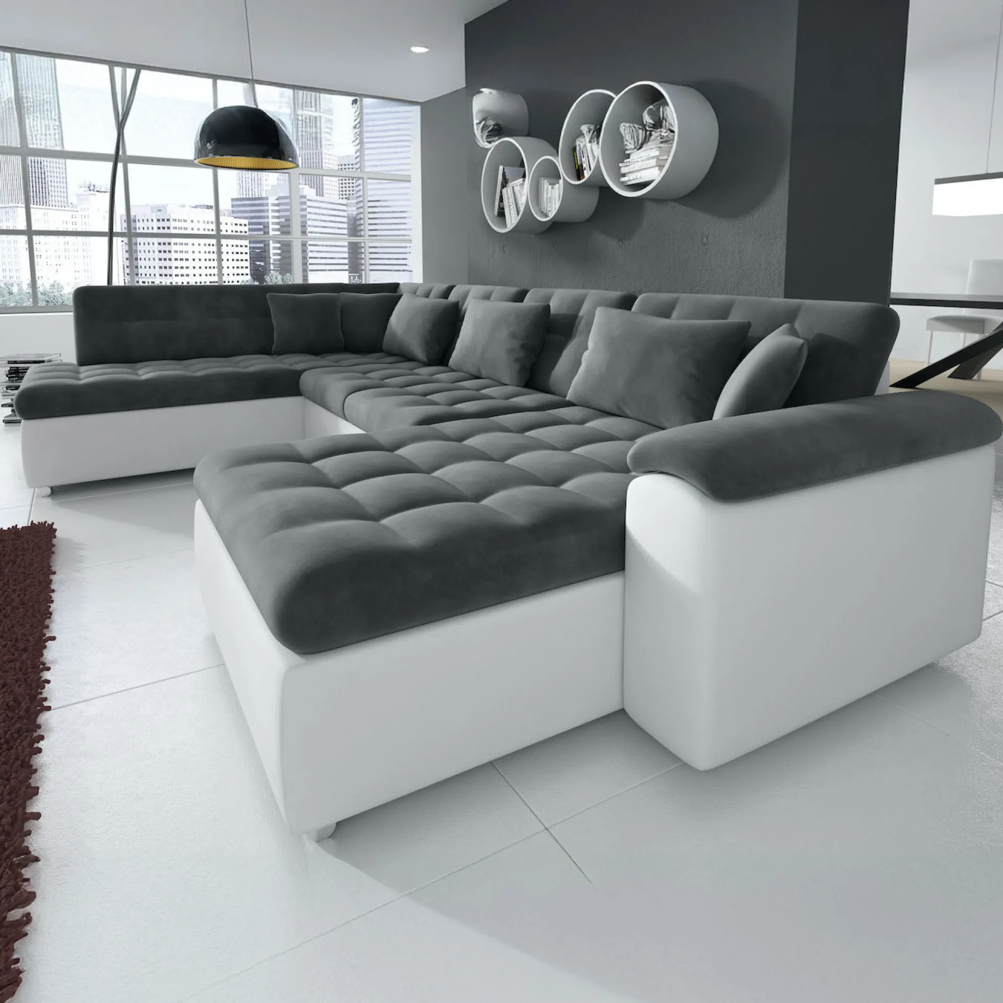 Nicoreta - Hoekbank 5-zits met chaise longue - Velvet grijs - Rechts