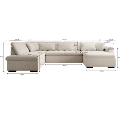 Nicoreta - Hoekbank 5-zits met chaise longue - Ribstof donkergrijs - R