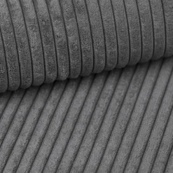 Nicoreta - Hoekbank 5-zits met chaise longue - Ribstof donkergrijs - L