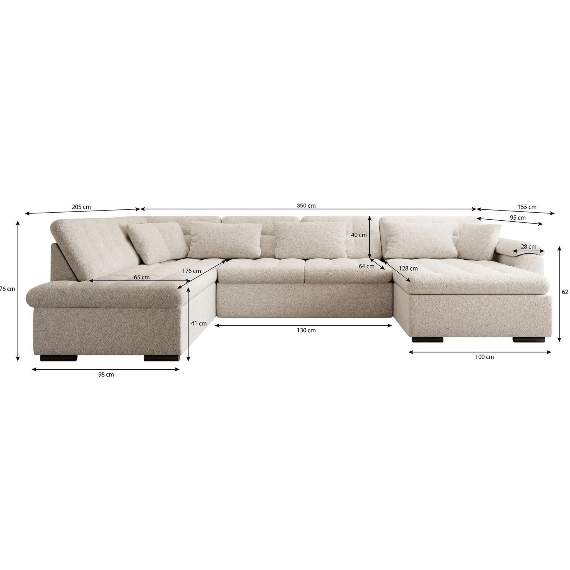 Nicoreta - Hoekbank 5-zits met chaise longue - Ribstof bruin - Rechts