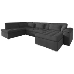 Nicoreta - Hoekbank 5-zits met chaise longue - Stof grijs - Rechts