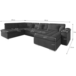 Nicoreta - Hoekbank 5-zits met chaise longue - Stof grijs - Rechts