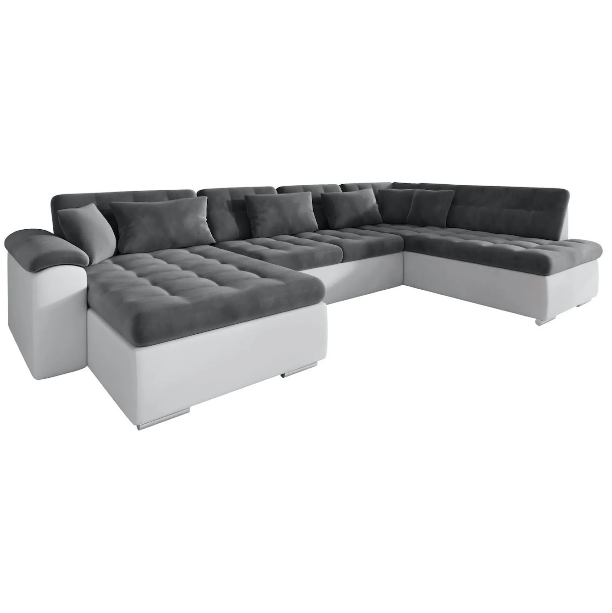 Nicoreta - Hoekbank 5-zits met chaise longue - Velvet grijs - Links