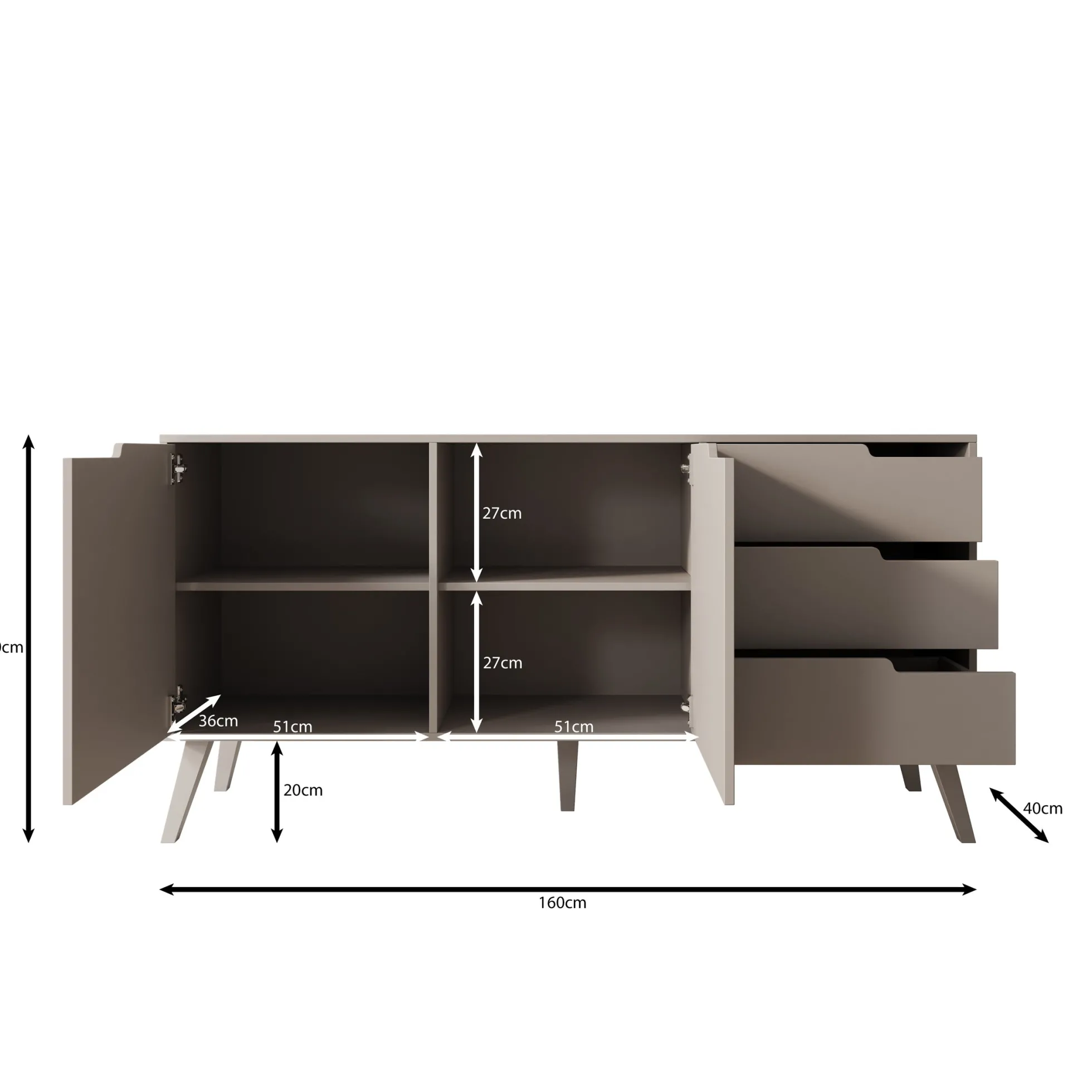 Nido - Dressoir - Donker eikenpatroon - 160x40x80 cm