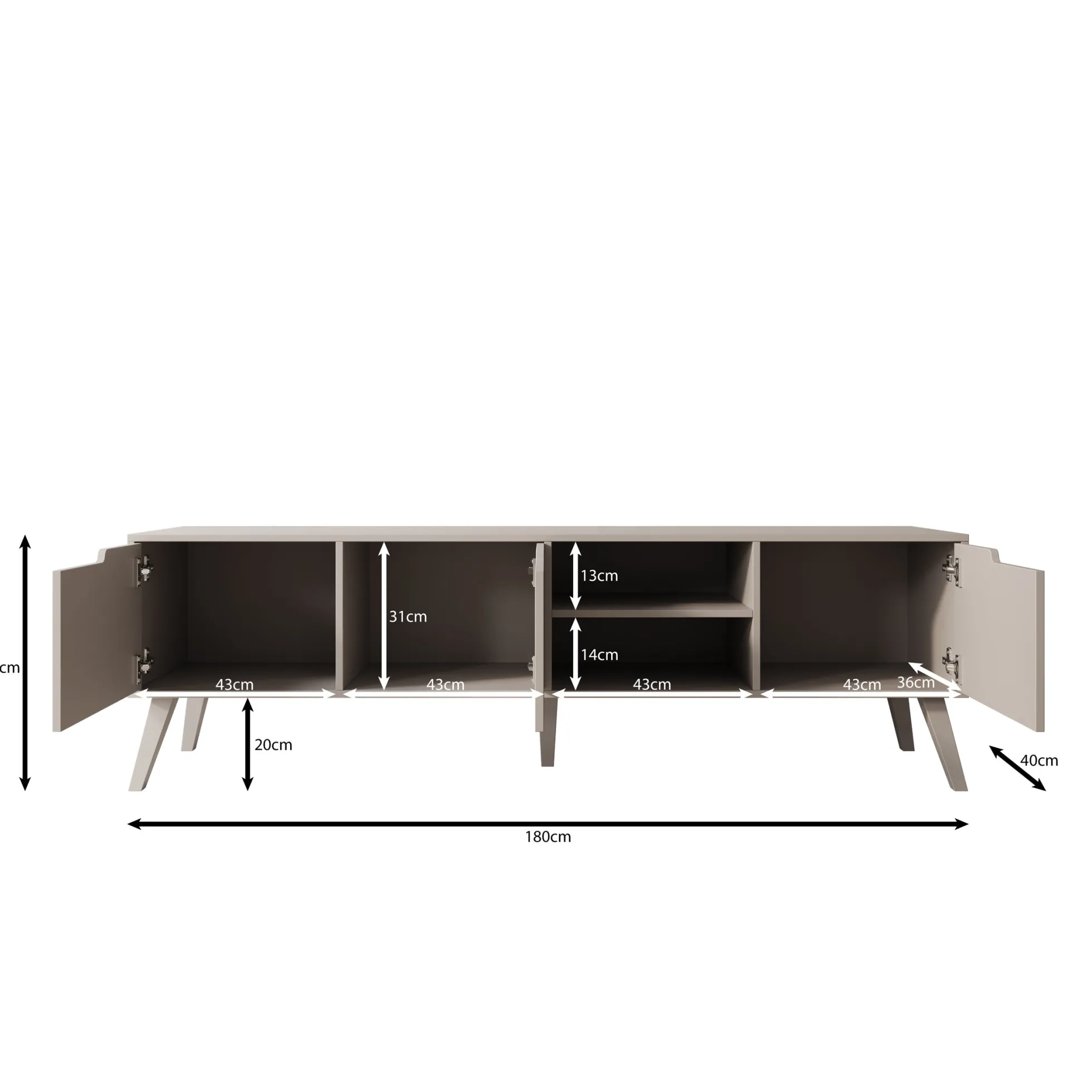 Nido - TV-Meubel - Beige - 180x40x55 cm