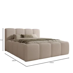Nihito - Tweepersoonsbed - Stof beige - 180x200 cm
