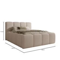 Nihito - Tweepersoonsbed - Stof beige - 160x200 cm