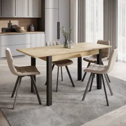 Noah - Eetkamertafel - Eiken/zwart - 120x70x76 cm