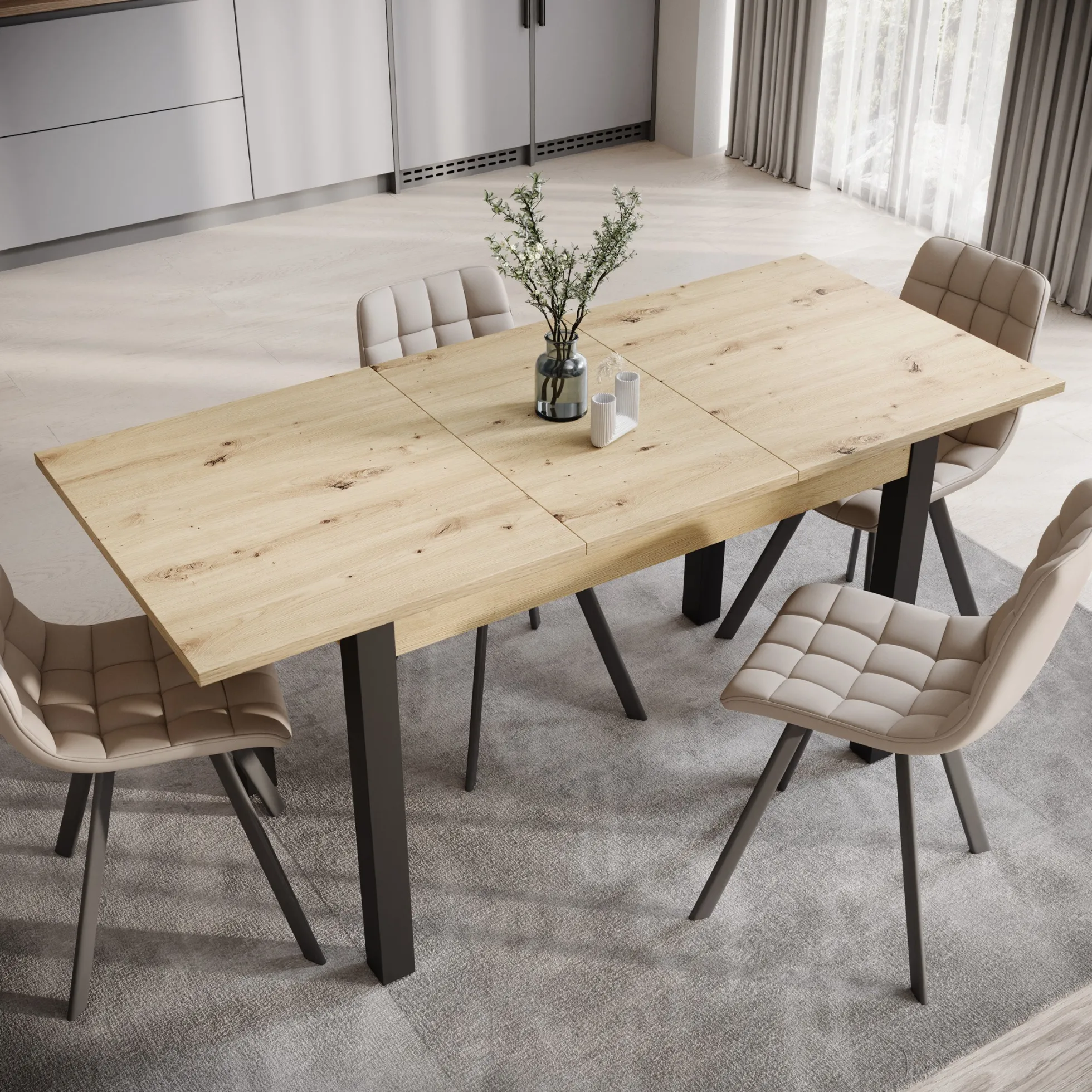 Noah - Eetkamertafel - Eiken/zwart - 120x70x76 cm