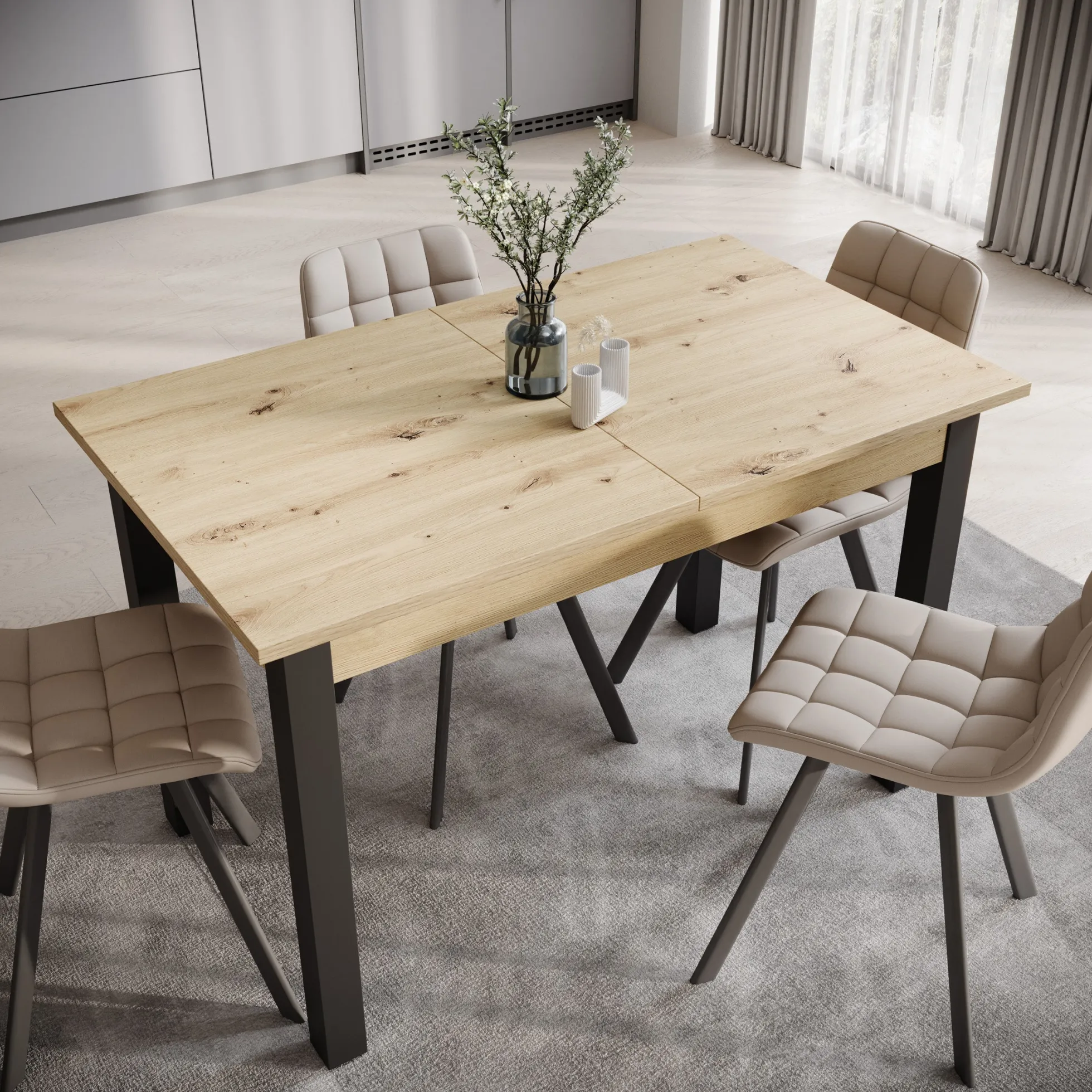 Noah - Eetkamertafel - Eiken/zwart - 120x70x76 cm