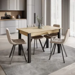 Noah - Eetkamertafel - Eiken/zwart - 120x70x76 cm