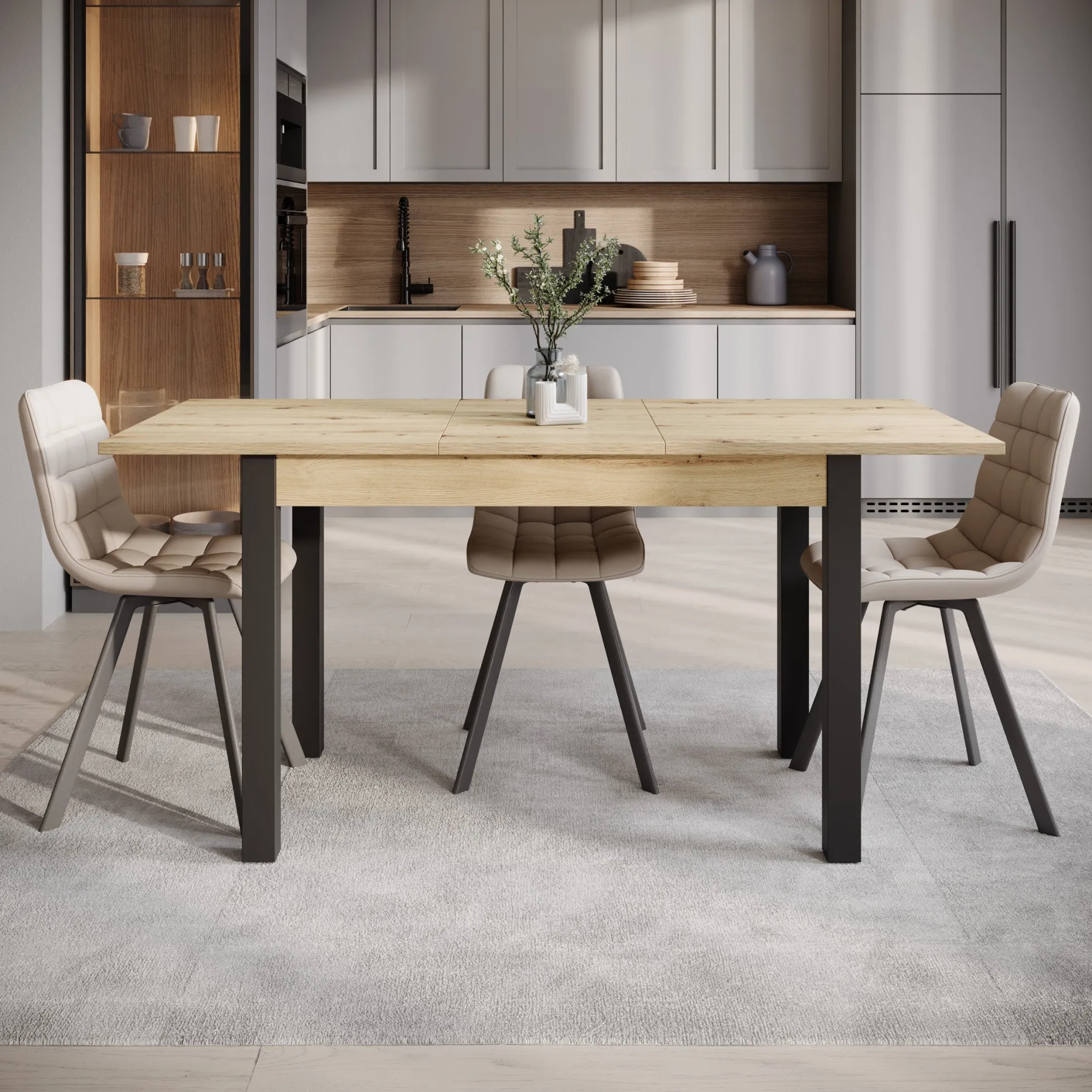Noah - Eetkamertafel - Eiken/zwart - 120x70x76 cm