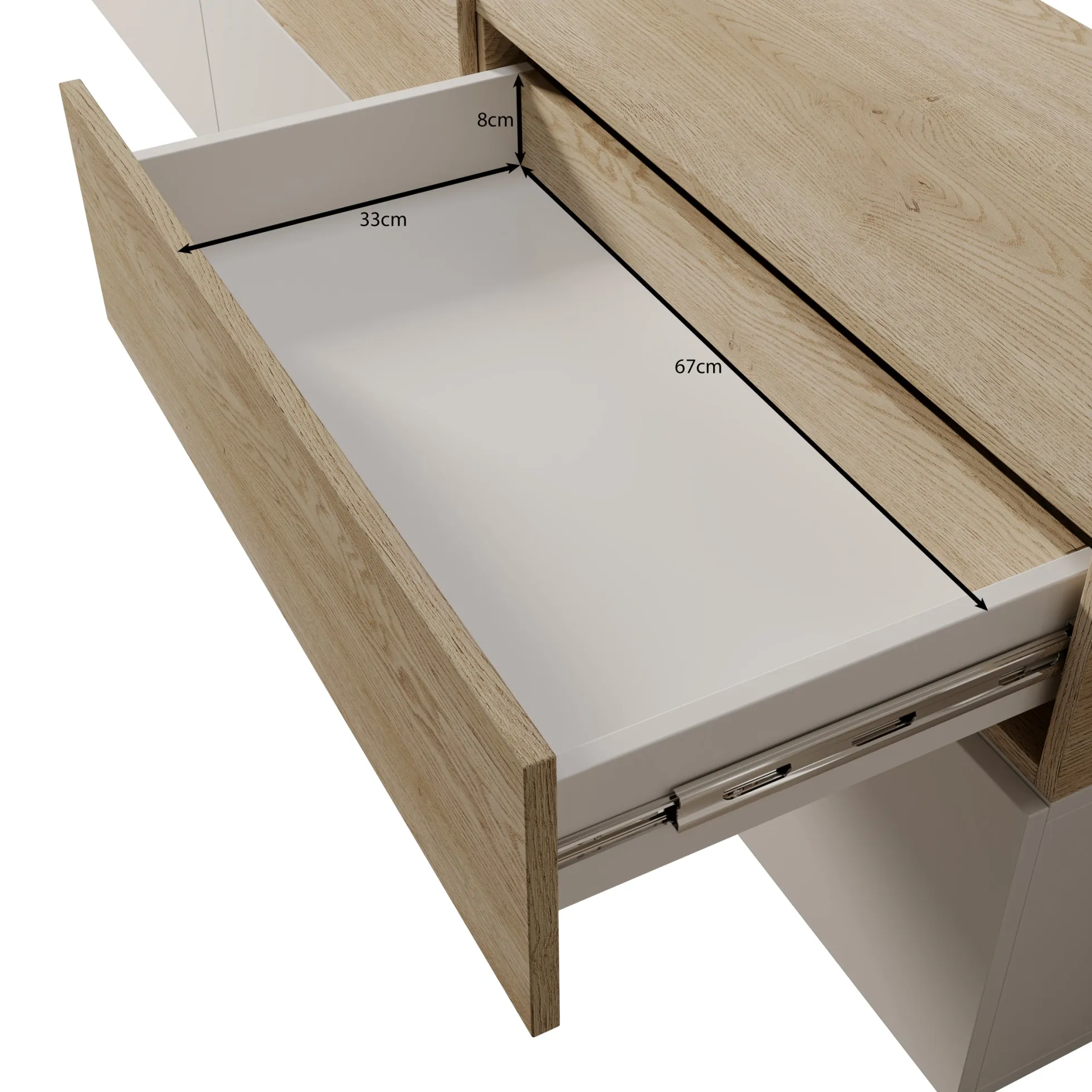 Nobu - Wandmeubel - Grijs/Eikenpatroon - 300x40x209 cm