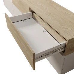 Nobu - Wandmeubel - Wit/Eikenpatroon - 225x40x209 cm
