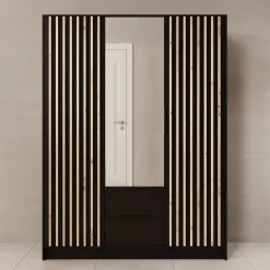 Nocturna - Kledingkast 3 deurs - Zwart - 150x51x200 cm