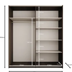 Nokta - Kledingkast met schuifdeuren - Donker eikenpatroon - 180x61x21