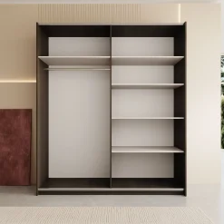 Nokta - Kledingkast met schuifdeuren - Donker eikenpatroon - 180x61x21