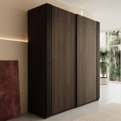 Nokta - Kledingkast met schuifdeuren - Donker eikenpatroon - 180x61x21