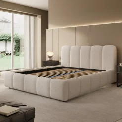 Nolena - Tweepersoonsbed - Beige teddystof - 160x200 cm