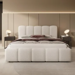 Nolena - Tweepersoonsbed - Beige teddystof - 160x200 cm