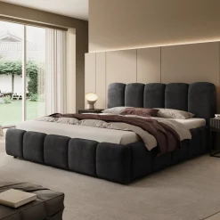 Nolena - Tweepersoonsbed - Zwart velvet - 180x200 cm