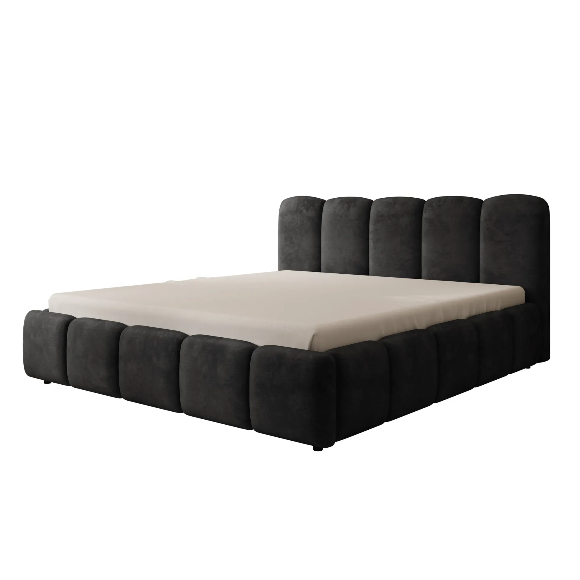 Nolena - Tweepersoonsbed - Zwart velvet - 180x200 cm