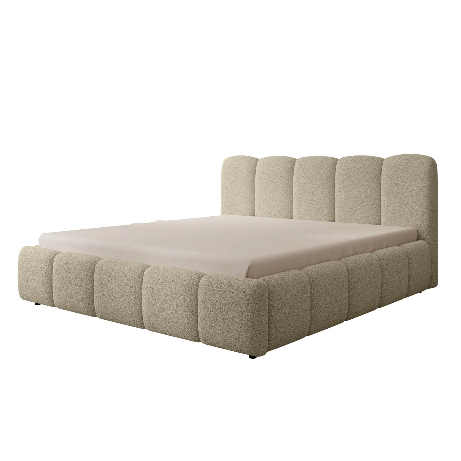 Nolena - Tweepersoonsbed - Beige stof - 180x200 cm
