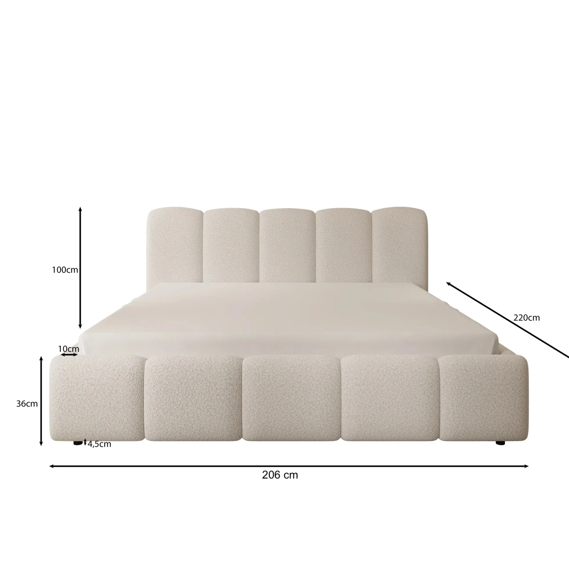 Nolena - Tweepersoonsbed - Beige teddystof - 180x200 cm