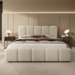 Nolena - Tweepersoonsbed - Beige stof - 160x200 cm