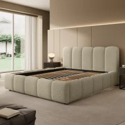 Nolena - Tweepersoonsbed - Beige stof - 160x200 cm