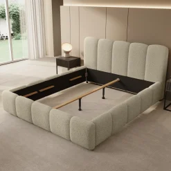 Nolena - Tweepersoonsbed - Beige stof - 160x200 cm
