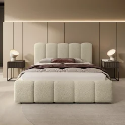 Nolena - Tweepersoonsbed - Beige stof - 140x200 cm