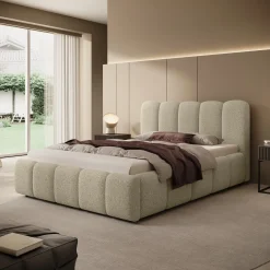 Nolena - Tweepersoonsbed - Beige stof - 140x200 cm