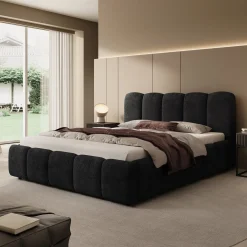 Nolena - Tweepersoonsbed - Zwart velvet - 160x200 cm