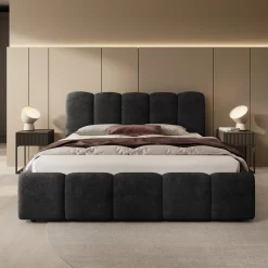 Nolena - Tweepersoonsbed - Zwart velvet - 160x200 cm