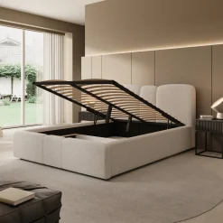 Northwell - Tweepersoonsbed met opbergruimte - Teddystof beige - 140x2