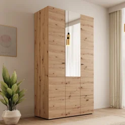Nouran - Kledingkast 3-deurs - Eikenpatroon - 117x52x208 cm