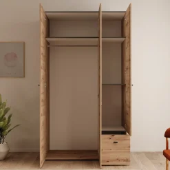 Nouran - Kledingkast 3-deurs - Eikenpatroon - 117x52x208 cm