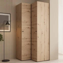 Nouran - Kledingkast hoek - Eikenpatroon - 95x90x208 cm
