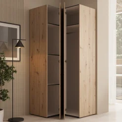 Nouran - Kledingkast hoek - Eikenpatroon - 95x90x208 cm