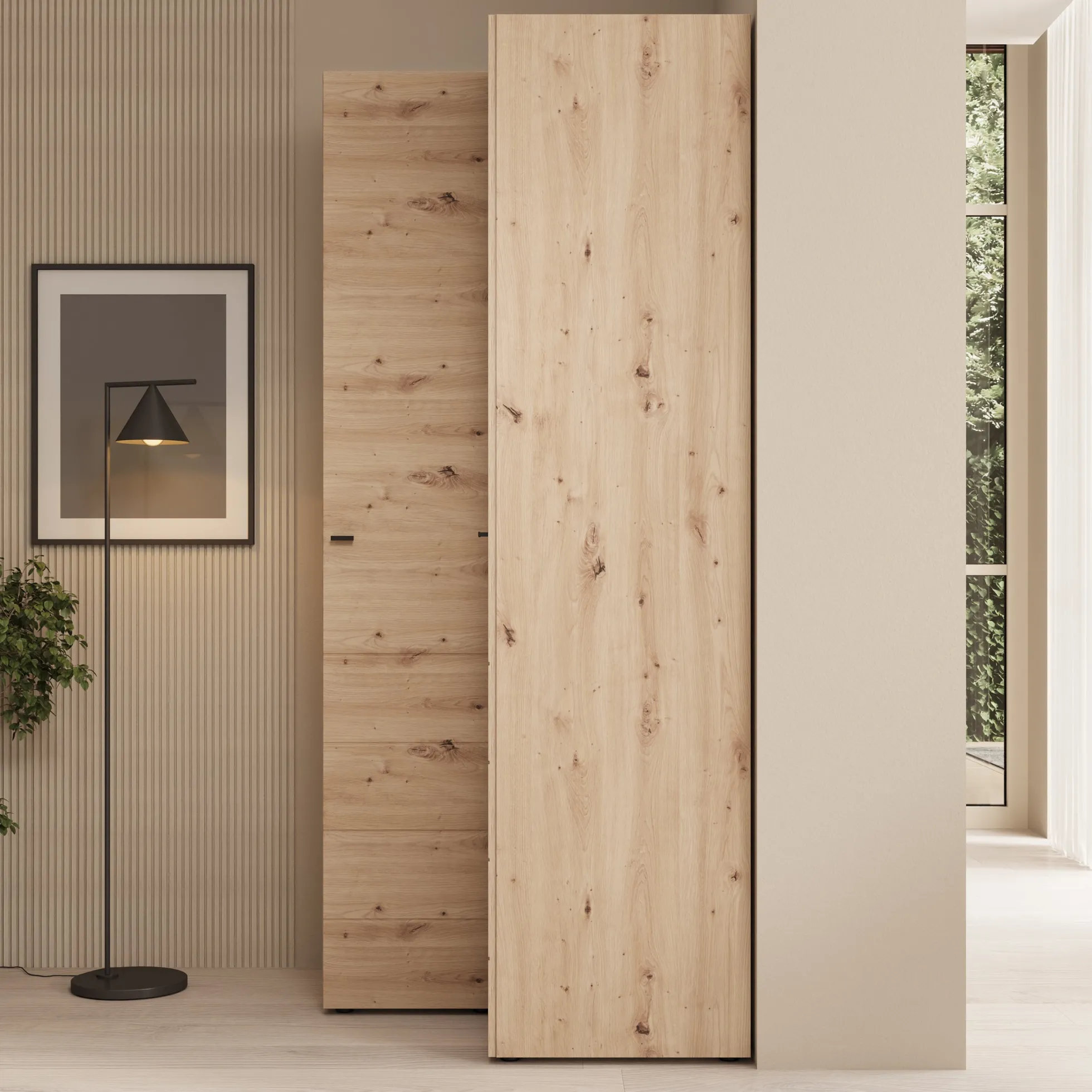 Nouran - Kledingkast hoek - Eikenpatroon - 95x90x208 cm