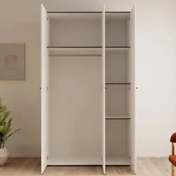 Nouran - Kledingkast met 3 deuren - Wit - 117x52x208 cm