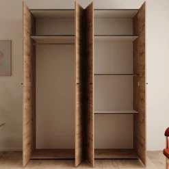 Nouran - Kledingkast met 4 deuren - Eikenpatroon - 155x52x208 cm