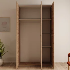 Nouran - Kledingkast met 3 deuren - Eikenpatroon - 117x52x208 cm