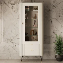 Oahu - Vitrinekast - Beige - 78x40x192 cm
