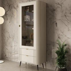 Oahu - Vitrinekast - Beige - 78x40x192 cm