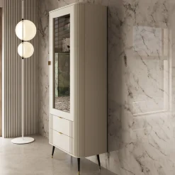 Oahu - Vitrinekast - Beige - 78x40x192 cm