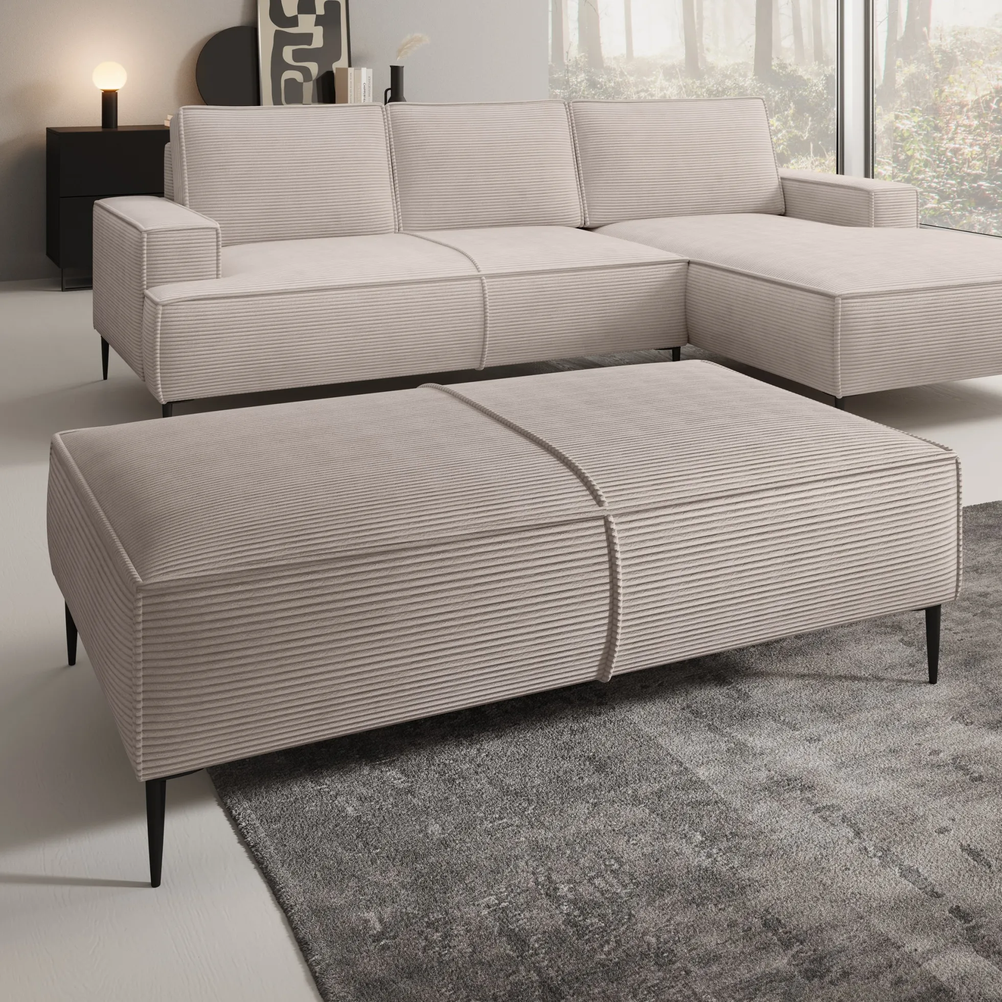 Odin - Poef - Ribstof beige