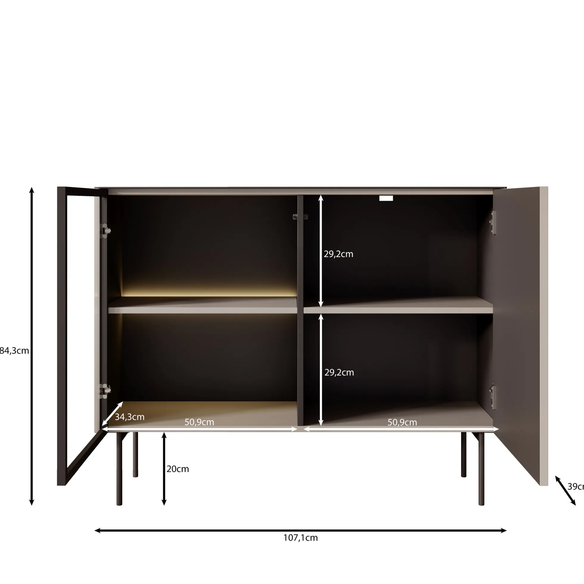 Okari - Dressoir - Beige - 107x39x84 cm